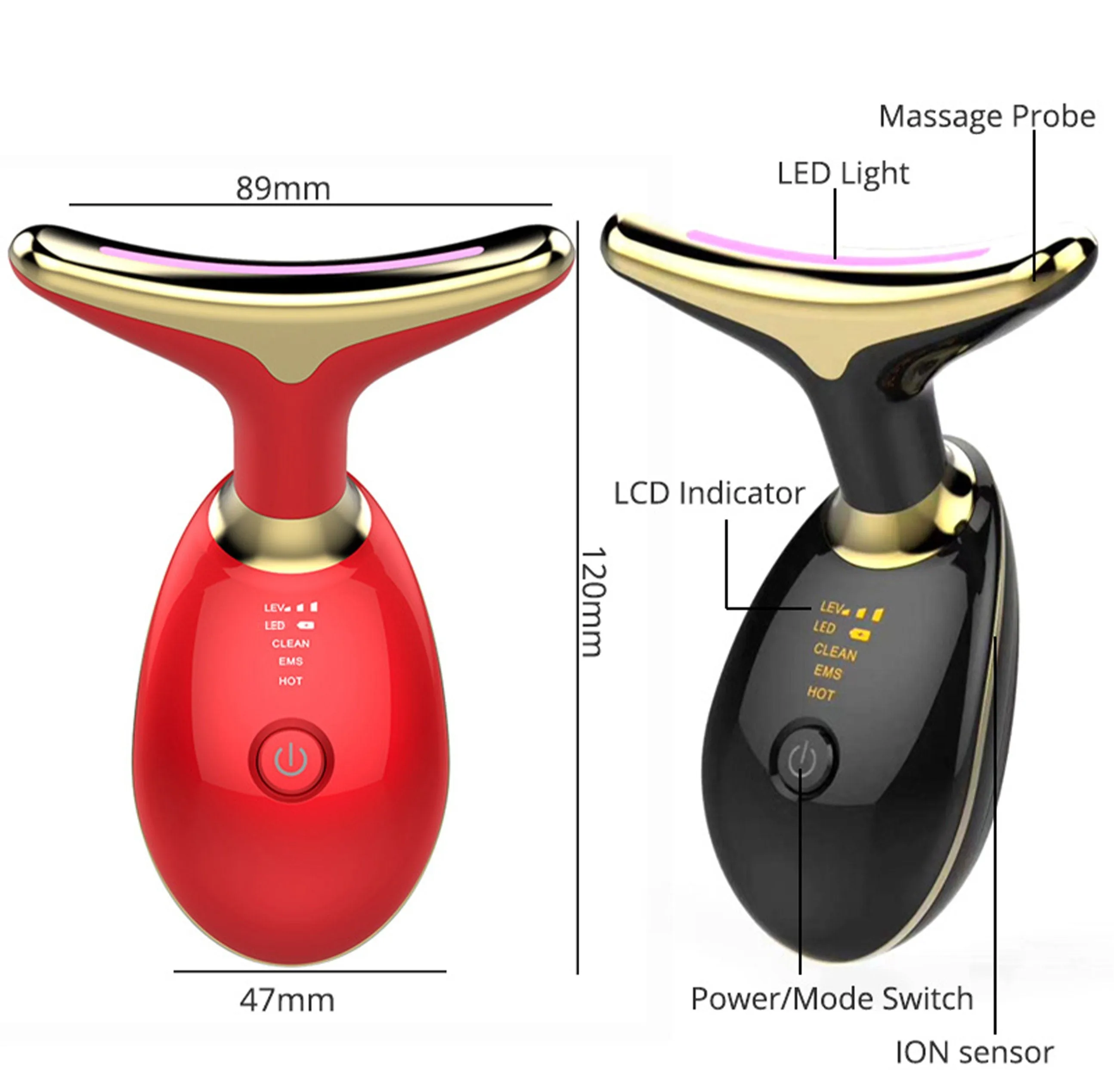 Electric Microcurrent Wrinkle Remover LED Photon Face Beauty Device For Woman