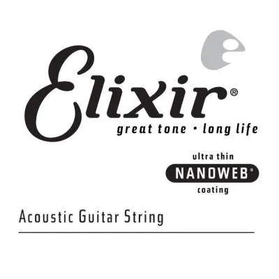 Elixir 16182 Phosphor Bronze Acoustic Guitar Single .027 String w/ Nanoweb Coating