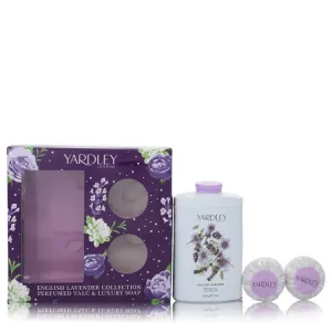 English Lavender by Yardley London Gift Set - 7 oz Perfumed Talc   2-3.5 oz Soap