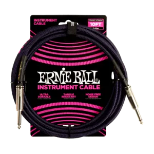 Ernie Ball 6393EB Straight Braided Instrument Cable (Purple Black) - 10'