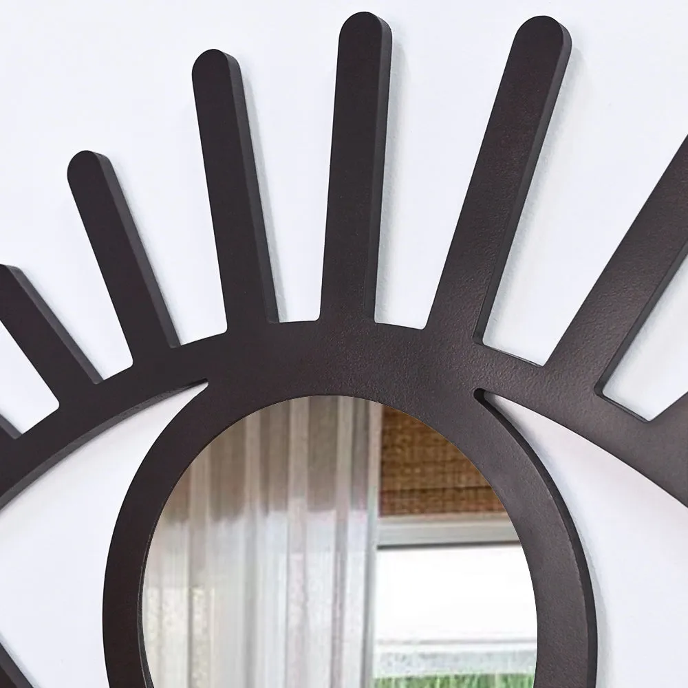 Evil Eye Shaped Crafted with Black Finish Wooden Mirror
