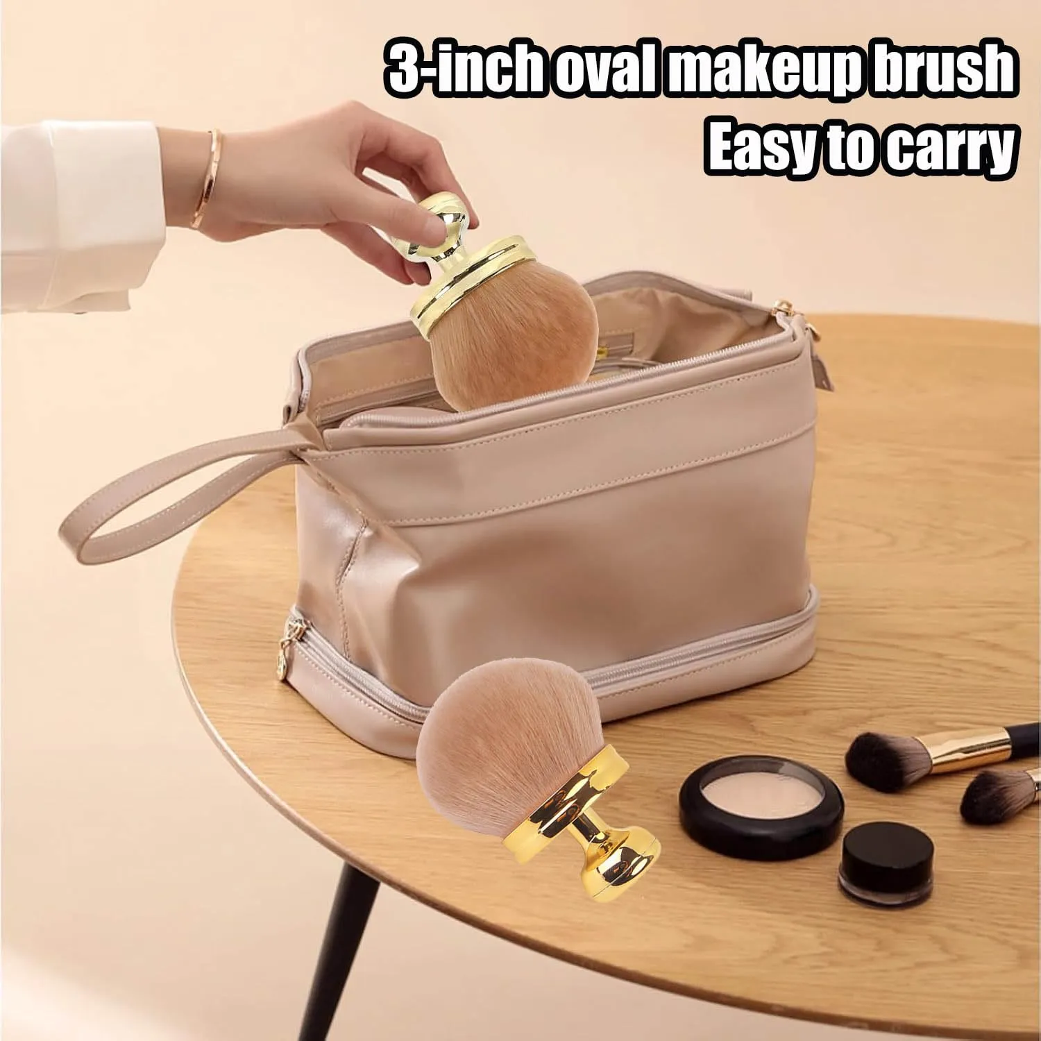 Extra Large Body Makeup Brush for Self Tanner & Bronzer Suncreen Applicator, 3 Inch Wide Kabuki Foundation Brush, Portable Self Tanning Brushs for Woman (2PCS-G)