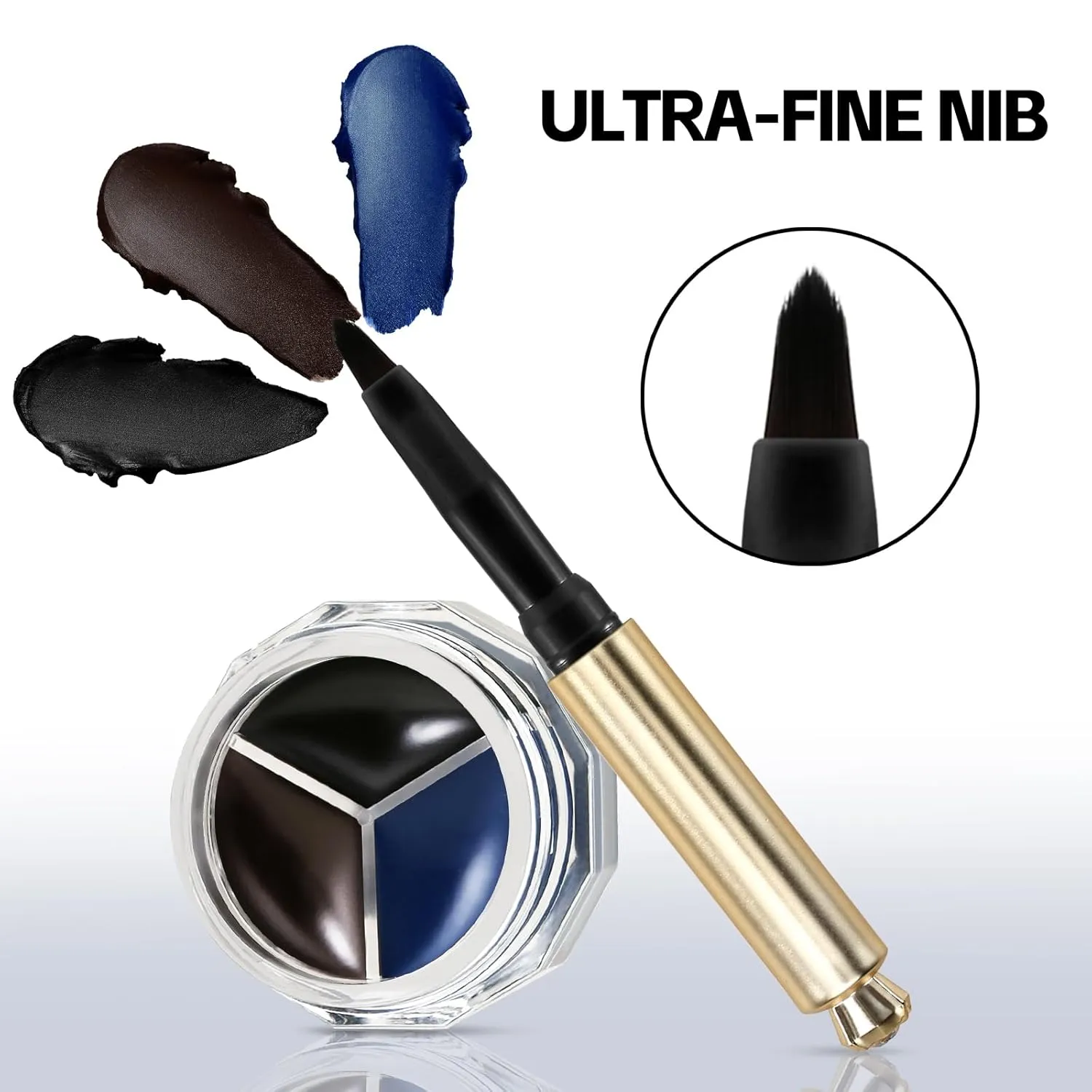 Eyeliner Gel Pot, Long Lasting Waterproof Eye Liner Cream for Waterline Eyeshadow, Matte Eyeliner Gel with Liner Brush, Easy to Apply, Suitable for Daily or Cosplay