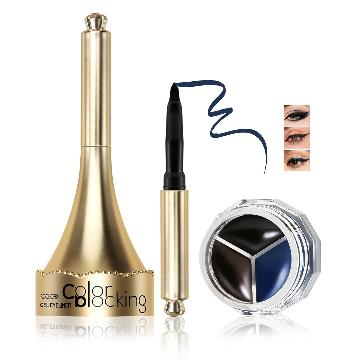 Eyeliner Gel Pot, Long Lasting Waterproof Eye Liner Cream for Waterline Eyeshadow, Matte Eyeliner Gel with Liner Brush, Easy to Apply, Suitable for Daily or Cosplay