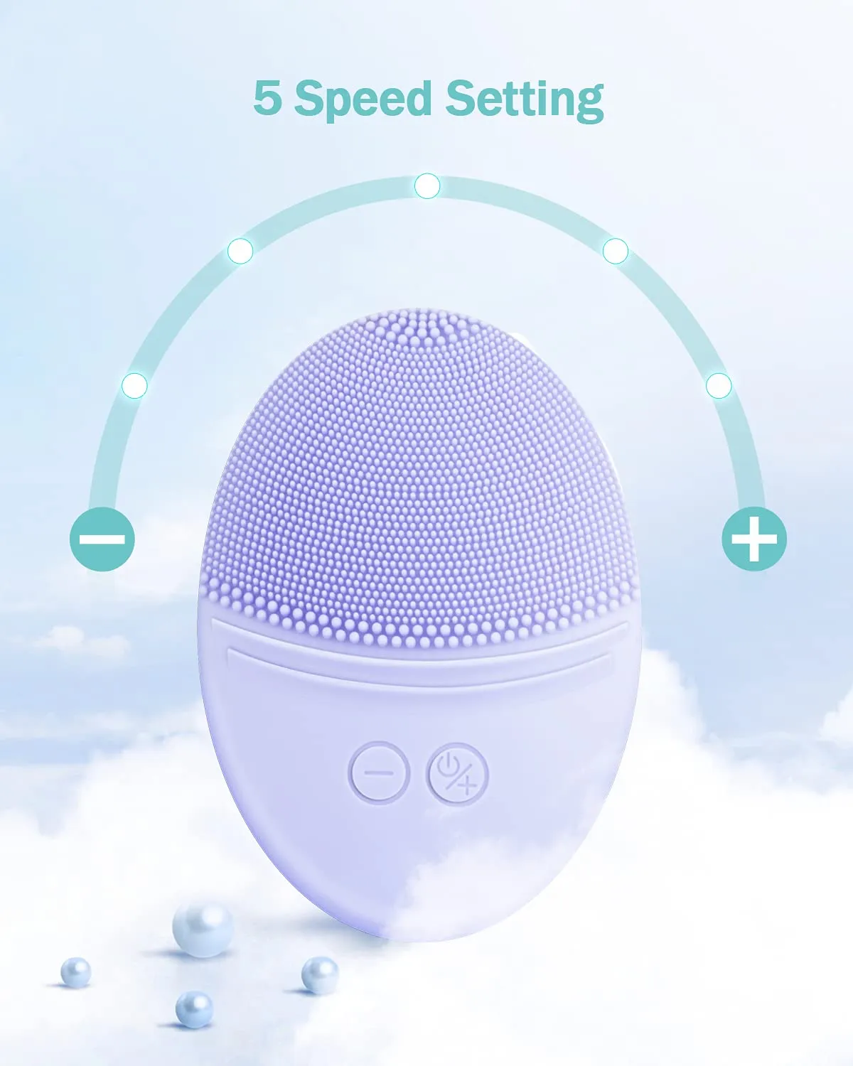 EZBASICS Facial Cleansing Brush Made with Ultra Hygienic Soft Silicone, Waterproof Sonic Vibrating Face Brush for Deep Cleansing, Gentle Massaging, Inductive Charging (Violet)1 Pack 5 Speed Settings