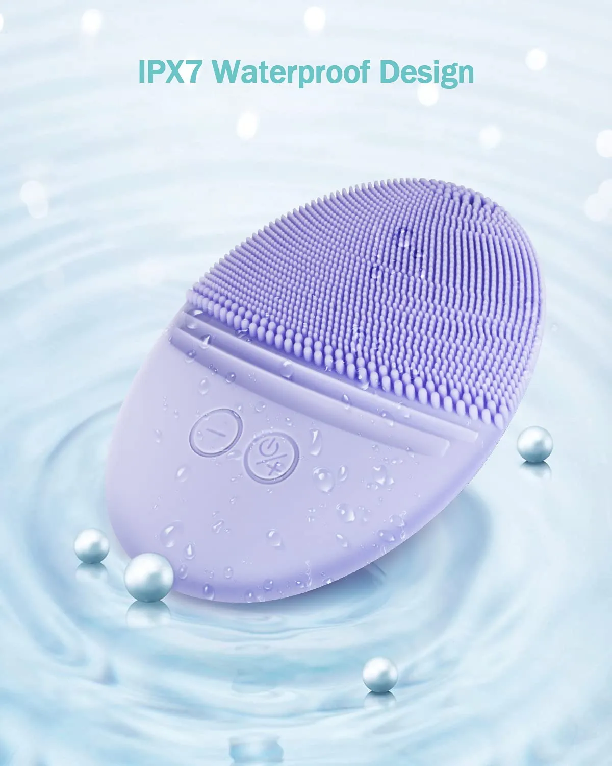 EZBASICS Facial Cleansing Brush Made with Ultra Hygienic Soft Silicone, Waterproof Sonic Vibrating Face Brush for Deep Cleansing, Gentle Massaging, Inductive Charging (Violet)1 Pack 5 Speed Settings