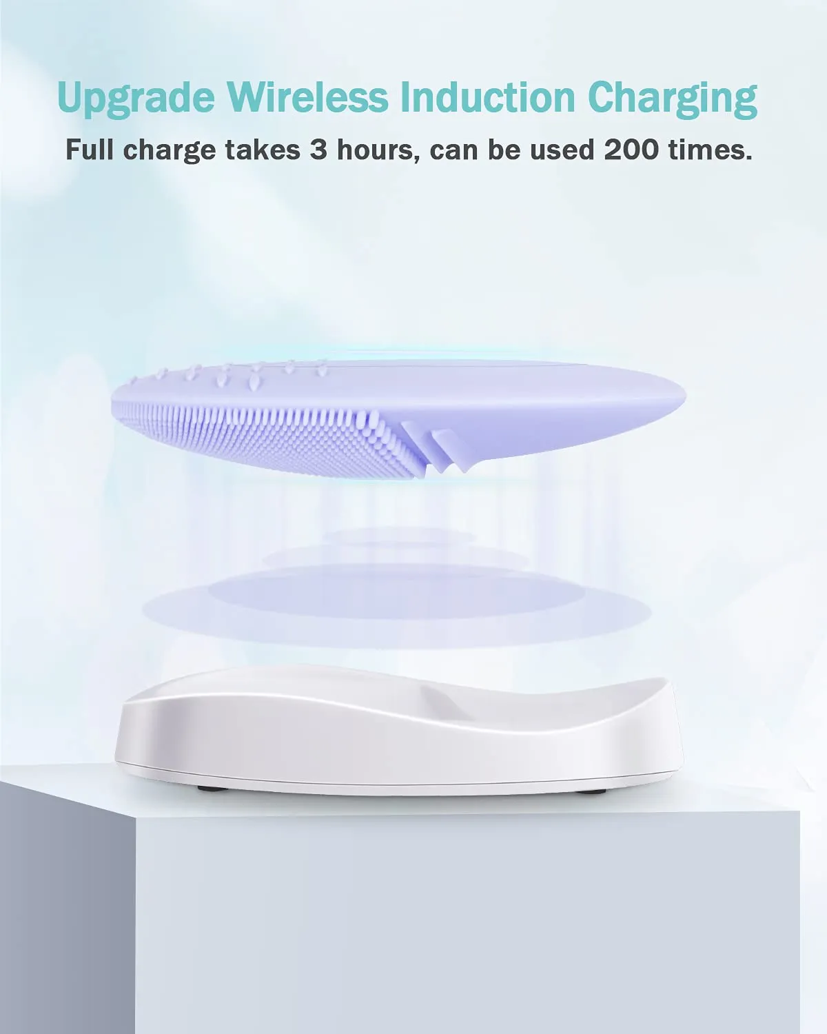 EZBASICS Facial Cleansing Brush Made with Ultra Hygienic Soft Silicone, Waterproof Sonic Vibrating Face Brush for Deep Cleansing, Gentle Massaging, Inductive Charging (Violet)1 Pack 5 Speed Settings