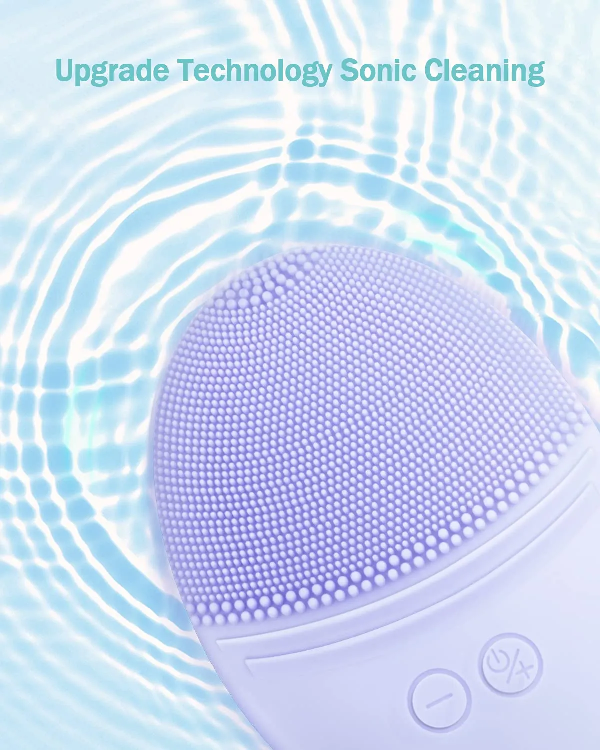 EZBASICS Facial Cleansing Brush Made with Ultra Hygienic Soft Silicone, Waterproof Sonic Vibrating Face Brush for Deep Cleansing, Gentle Massaging, Inductive Charging (Violet)1 Pack 5 Speed Settings