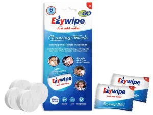 Ezywipe Six Pack Expandable Towels Reusable Coin Towel for Gym, Travel, Camping, Hiking, Makeup Remover, Hand Wipes -Super Absorbent- Hypoallergenic