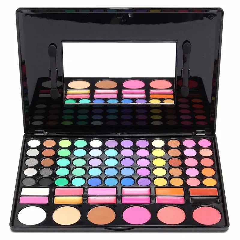 Fashion 78 Colors Pro Eyeshadow Palette Makeup Powder Cosmetic Brush Kit Box With Mirror Women Make Up Tools Eye Shadow