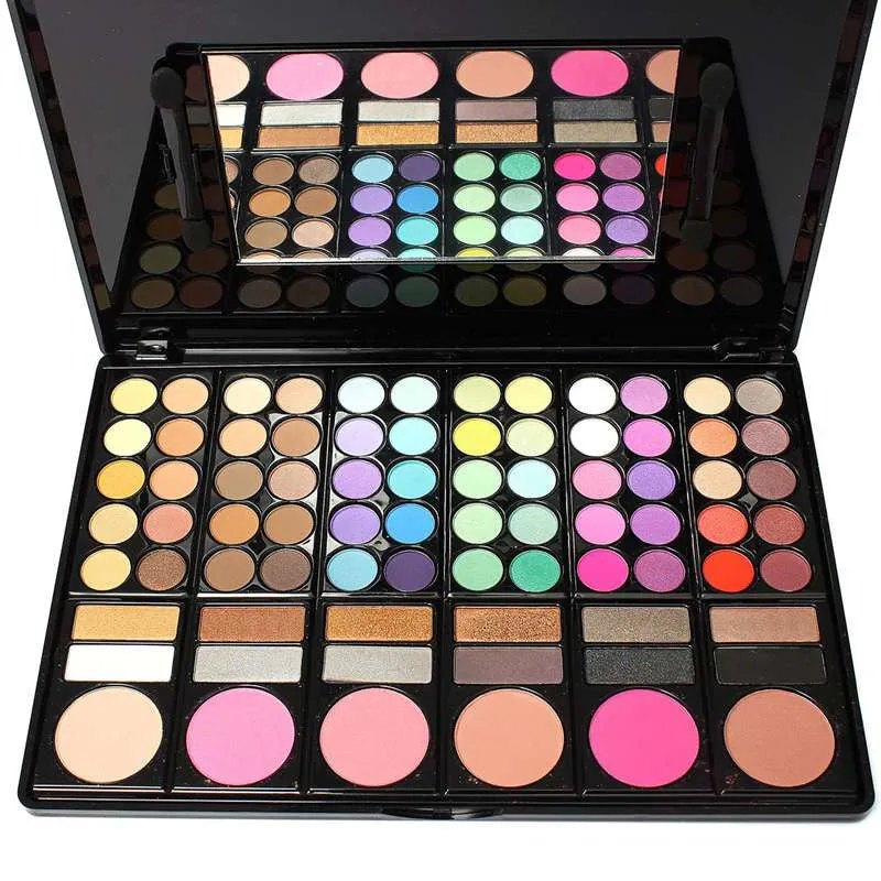 Fashion 78 Colors Pro Eyeshadow Palette Makeup Powder Cosmetic Brush Kit Box With Mirror Women Make Up Tools Eye Shadow