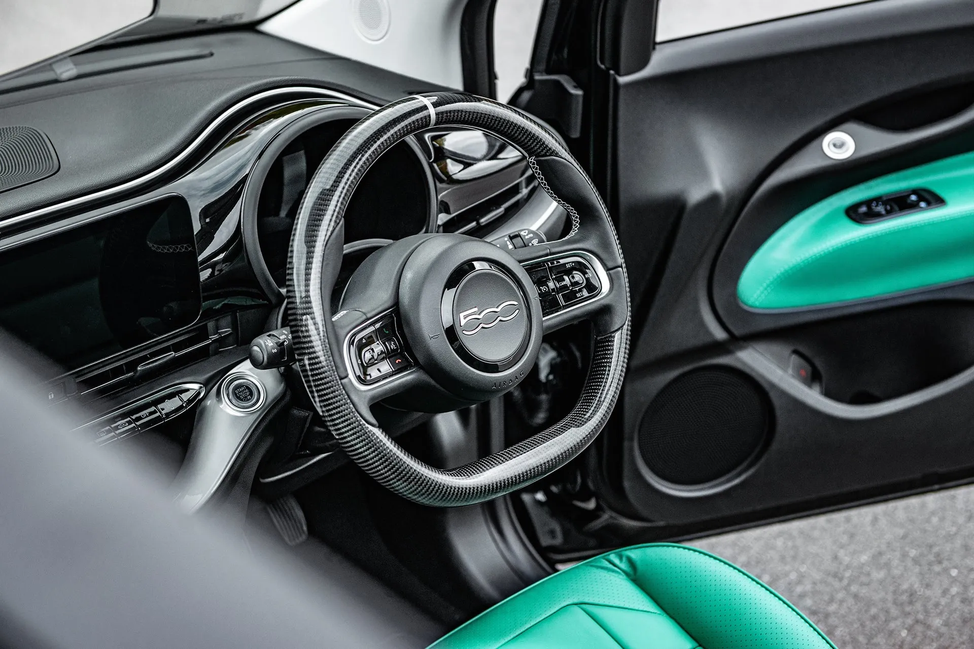 Fiat 500e Teal Designo Leather