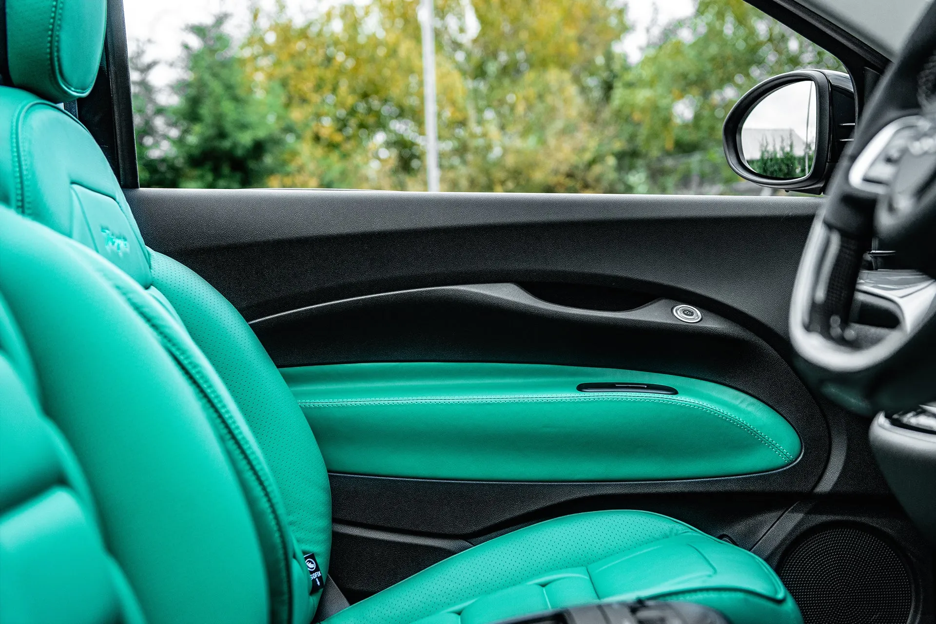 Fiat 500e Teal Designo Leather