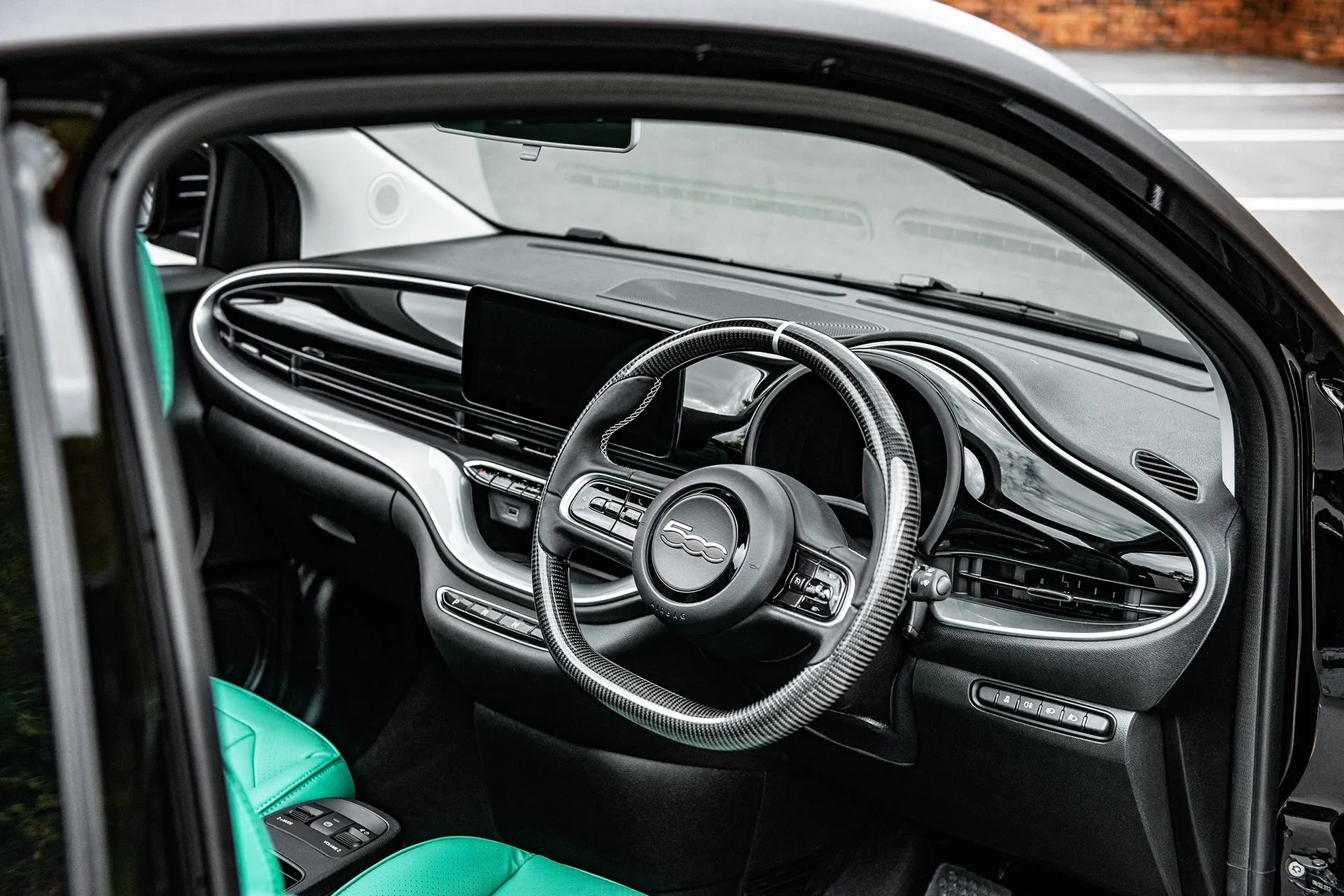 Fiat 500e Teal Designo Leather
