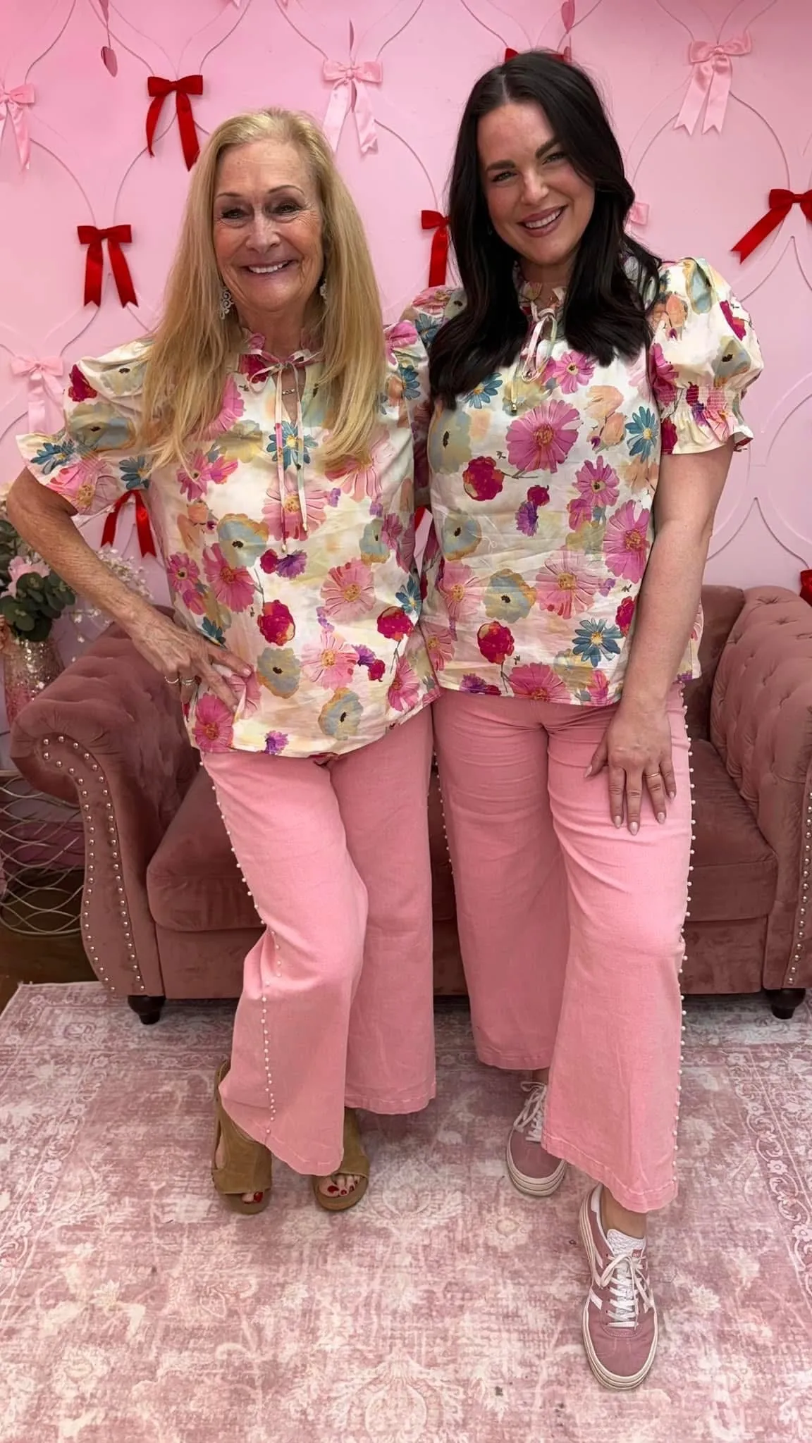 Floral Watercolor Puff Sleeve Blouse