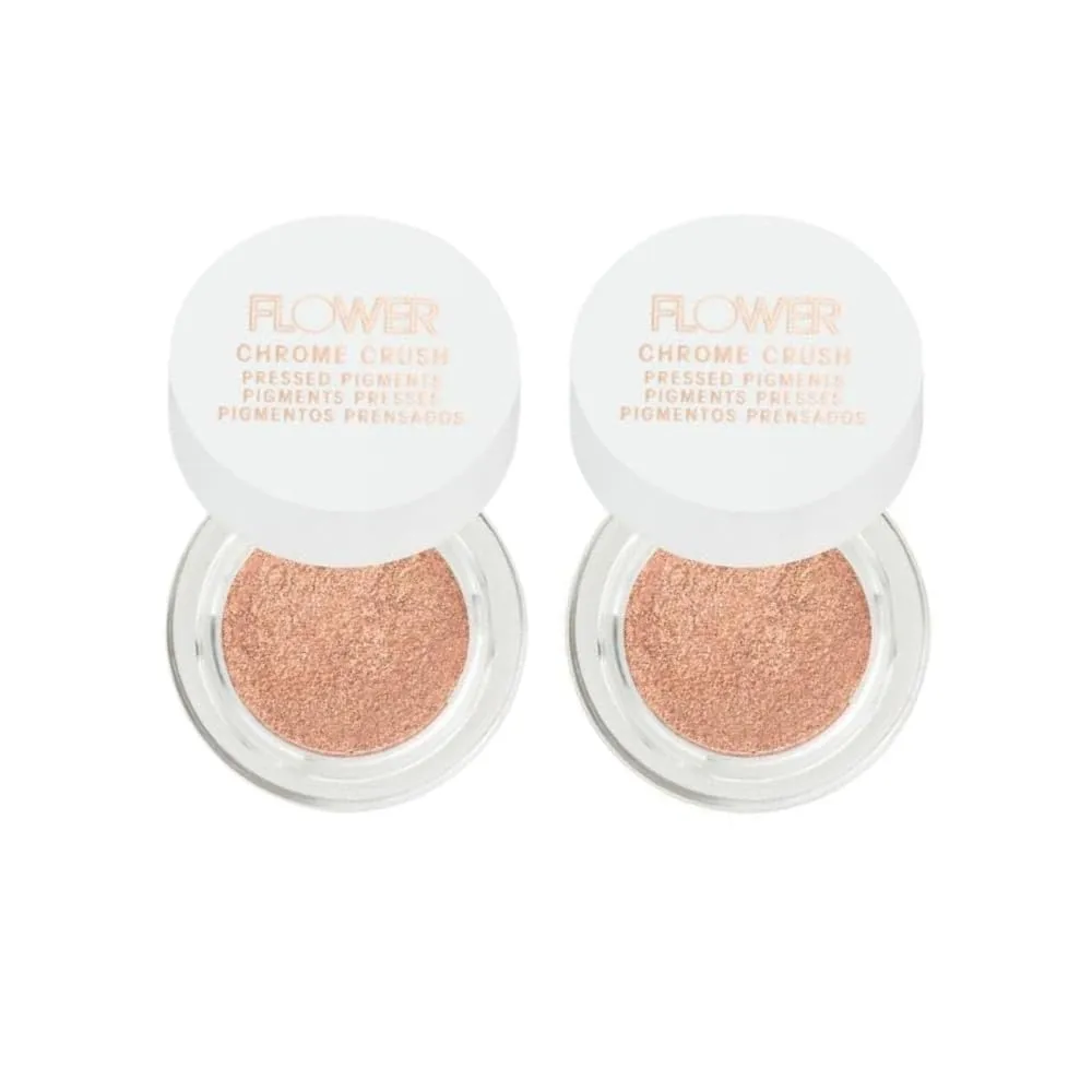 FLOWER BEAUTY Chrome Crush Pressed Pigments | Highly Pigmented Glitter Eyeshadow Pots | Long-Lasting and Blendable Color - Quartz (Pack of 2)