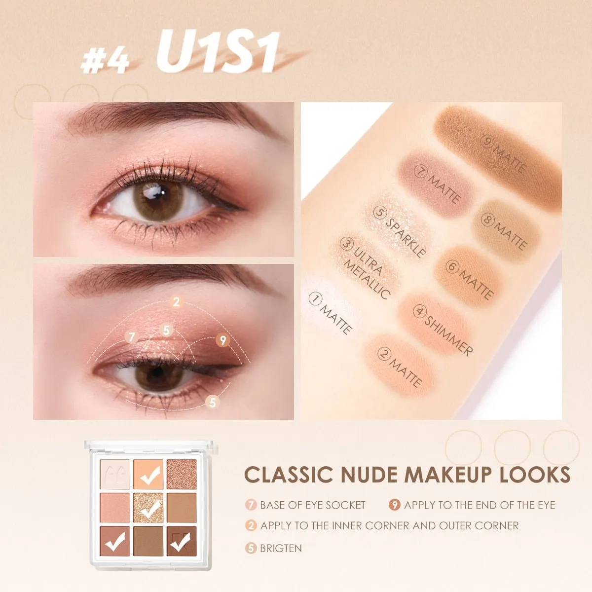 FOCALLURE 9 Color Eyeshadow Palette Cosmetics Pressed Matte Glitter Waterproof Long-lasting Shiny Pigment Eye Shadow Makeup