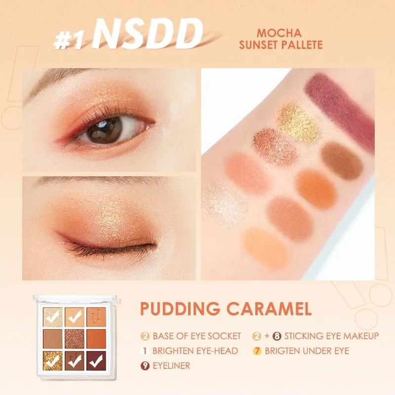 FOCALLURE 9 Color Eyeshadow Palette Cosmetics Pressed Matte Glitter Waterproof Long-lasting Shiny Pigment Eye Shadow Makeup