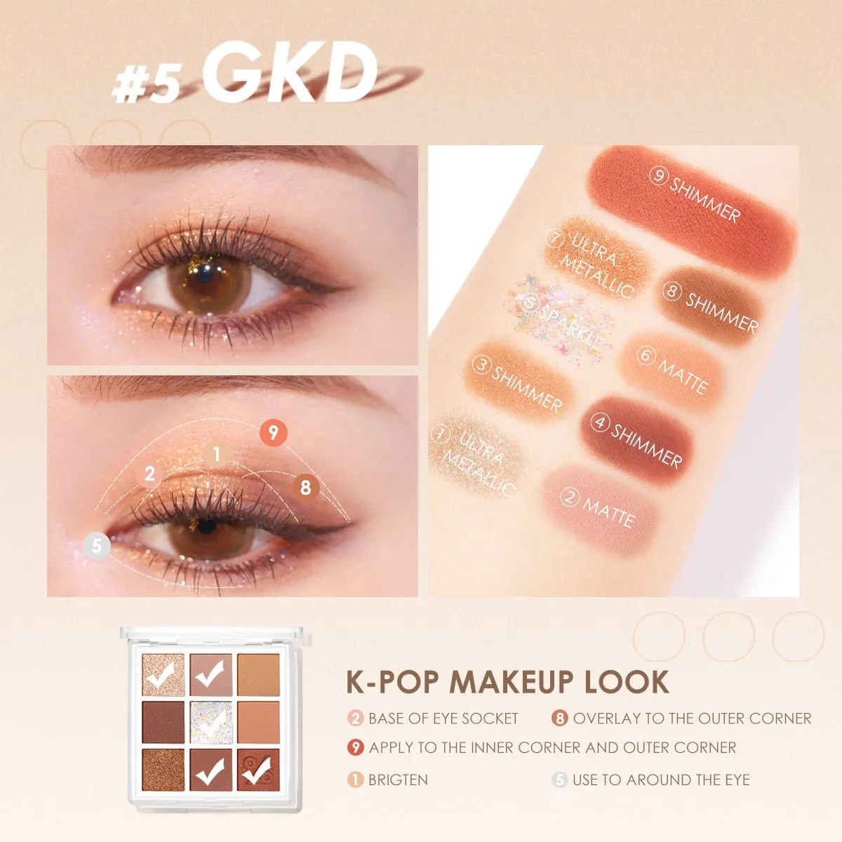 FOCALLURE 9 Color Eyeshadow Palette Cosmetics Pressed Matte Glitter Waterproof Long-lasting Shiny Pigment Eye Shadow Makeup