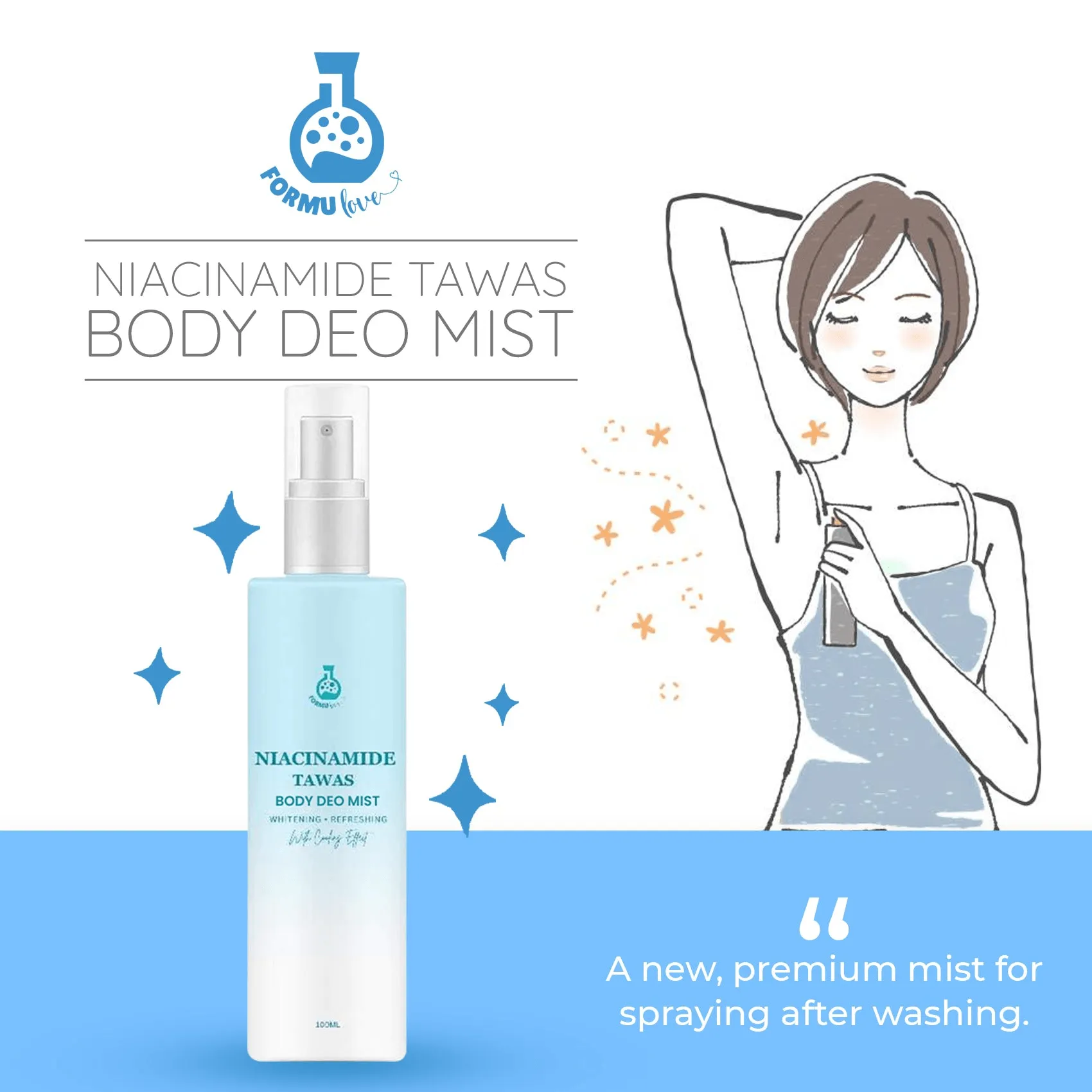 Formulove Niacinamide Tawas Body Deo Mist - 100ml