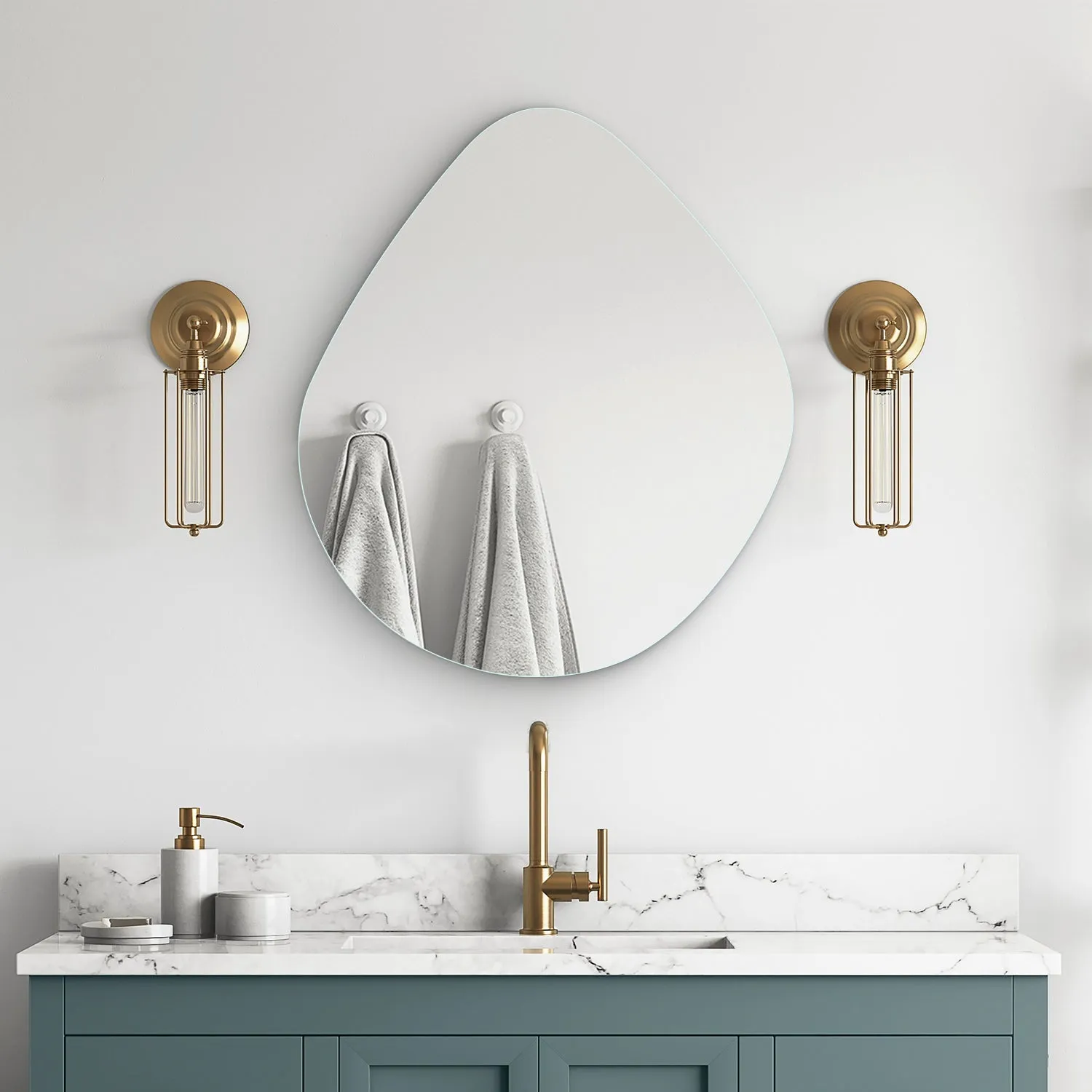 Frameless Irregular Asymmetrical Mirror for Living Room & Bathroom