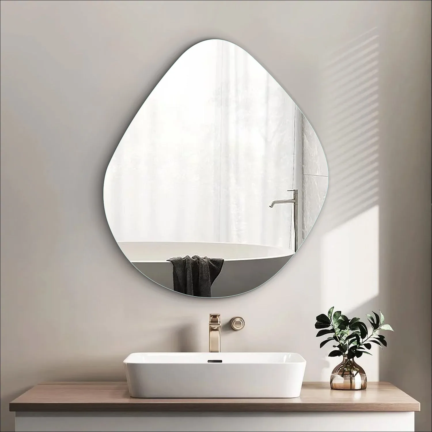 Frameless Irregular Asymmetrical Mirror for Living Room & Bathroom