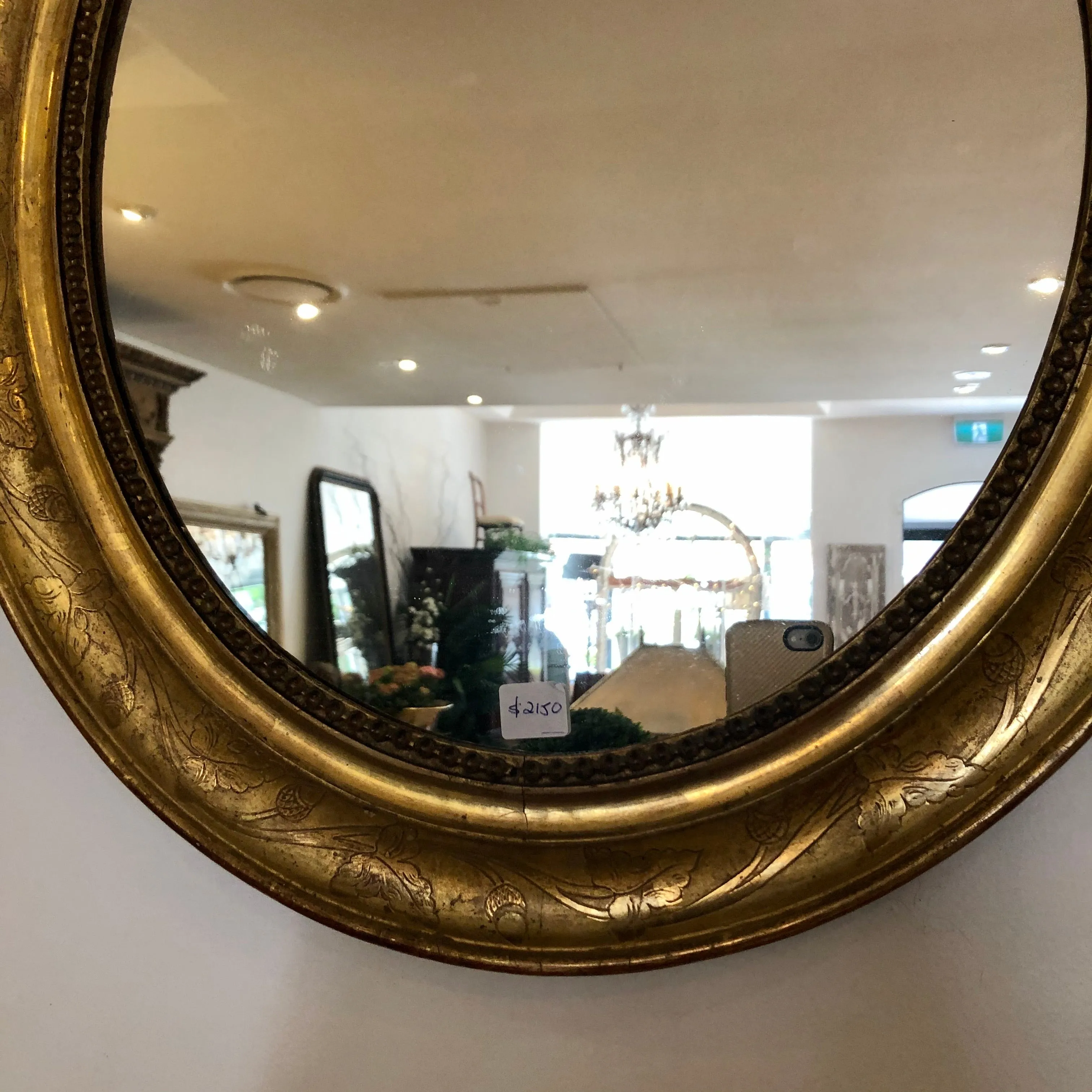 French Mirror gilt oval H59