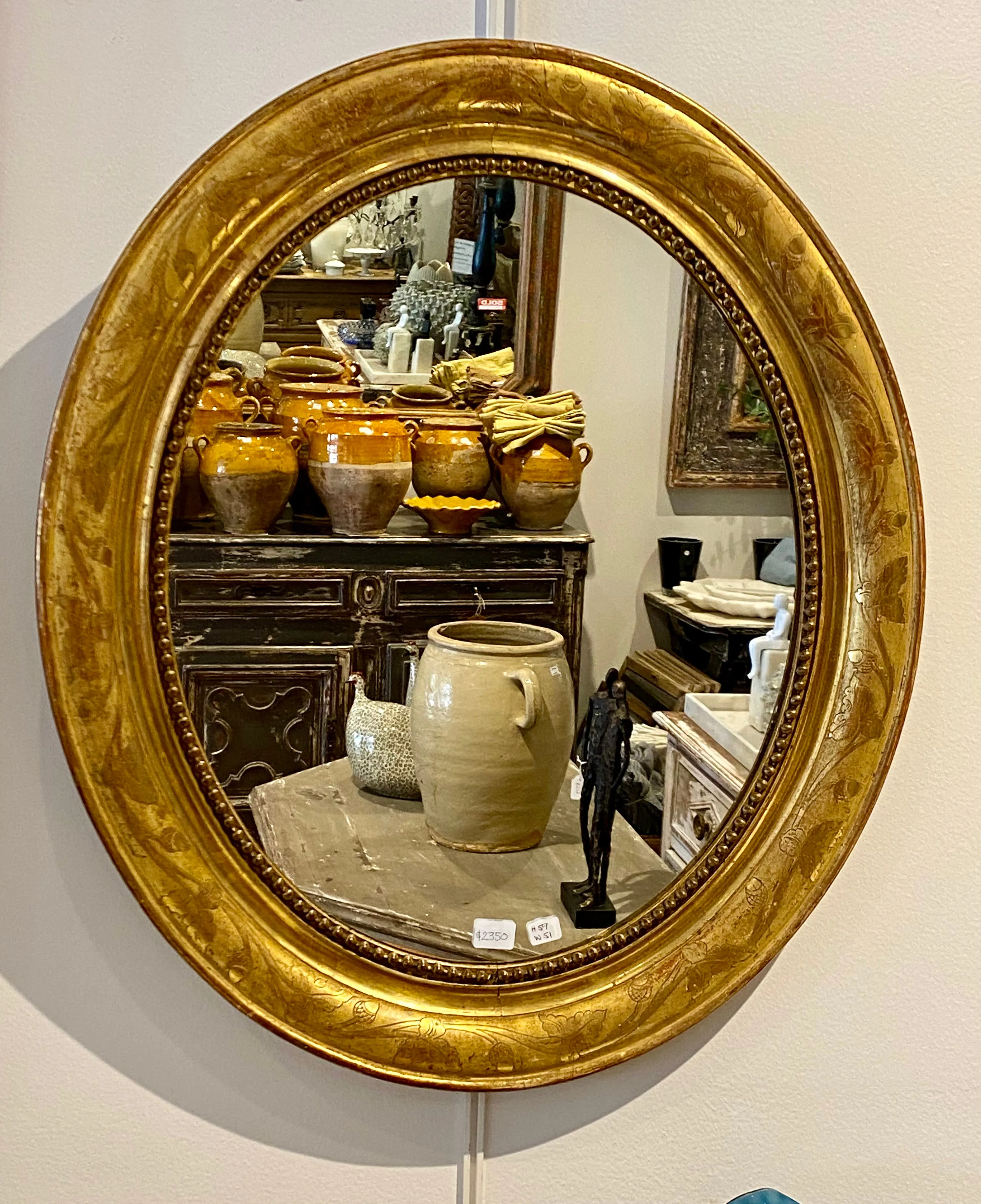 French Mirror gilt oval H59