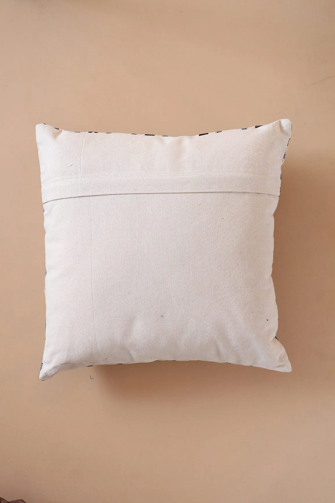 Grey and Black Pattern Embroidery on off white cotton Cushion Cover (16*16 inches)