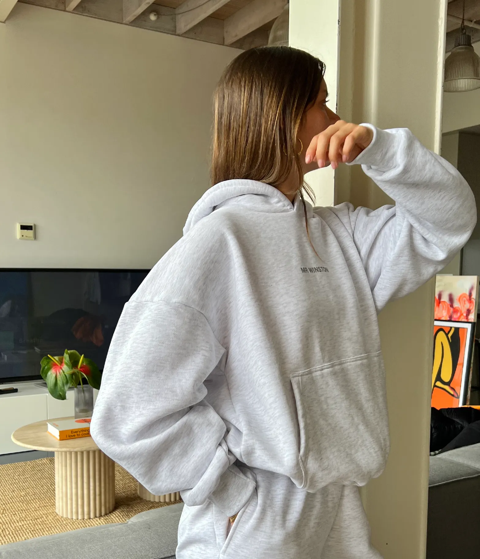 Grey Puff Hooded Sweat