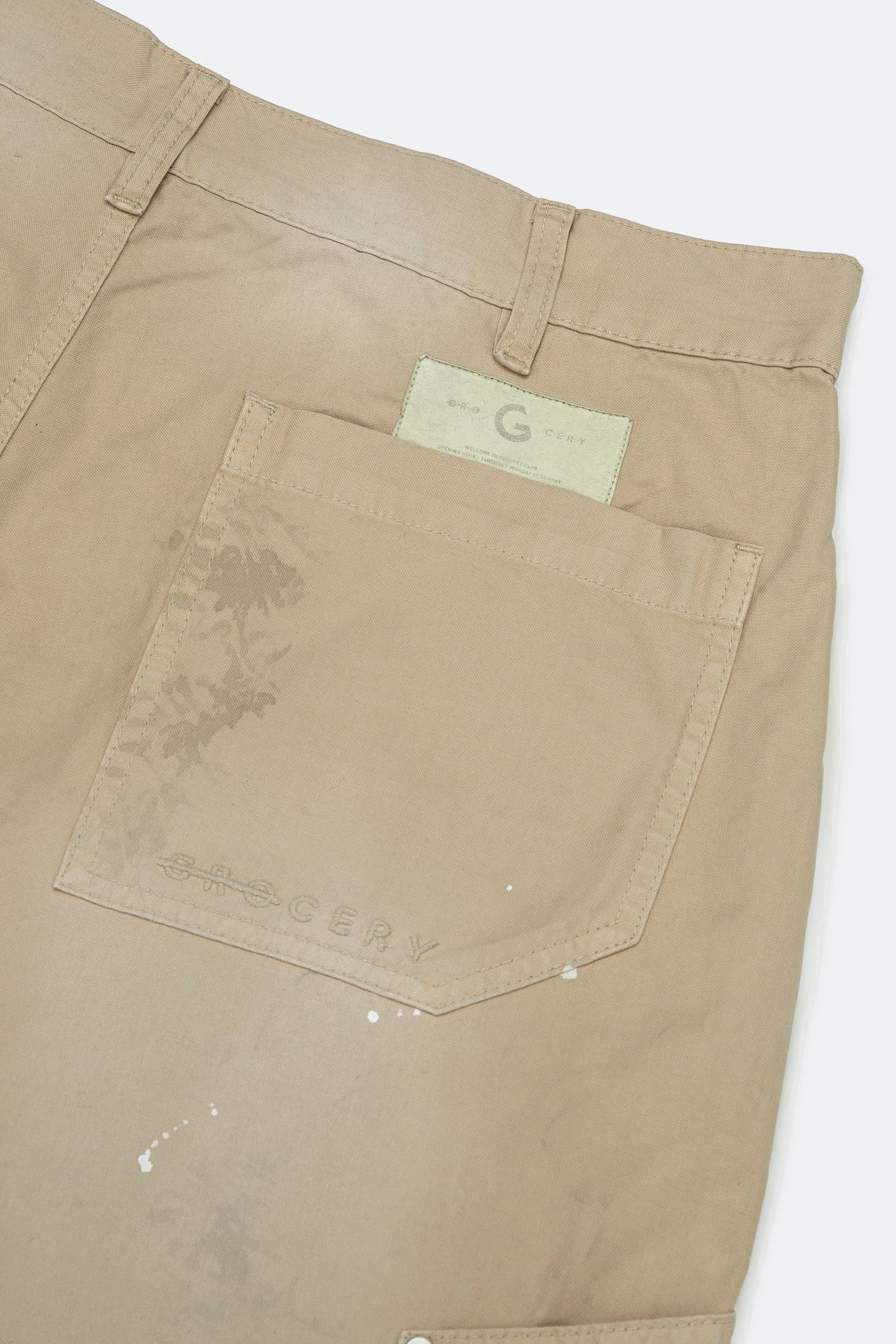 GROCERY SP-010 DOUBLE KNEE VINTAGE WORKER SHORTS/ BEIGE