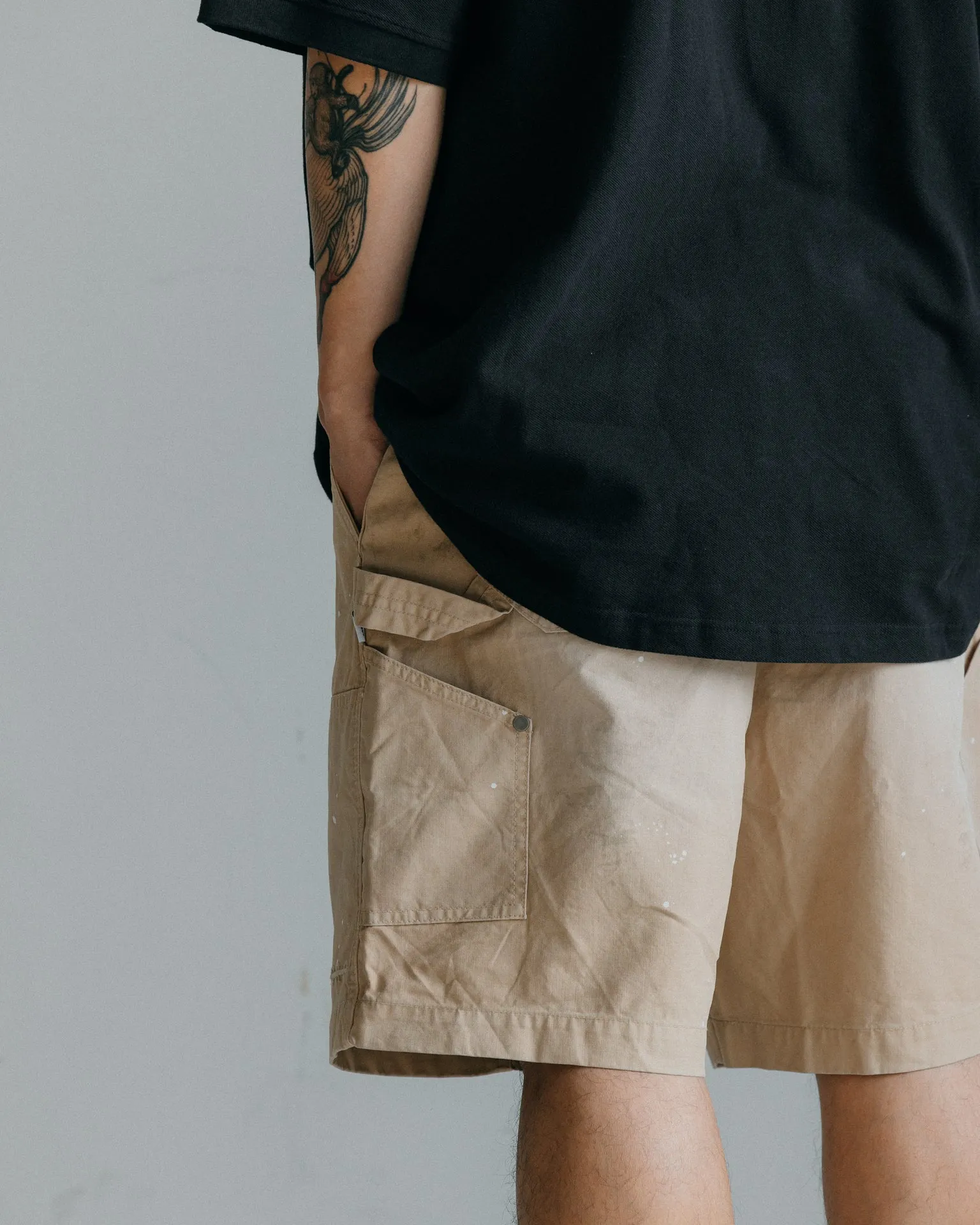 GROCERY SP-010 DOUBLE KNEE VINTAGE WORKER SHORTS/ BEIGE