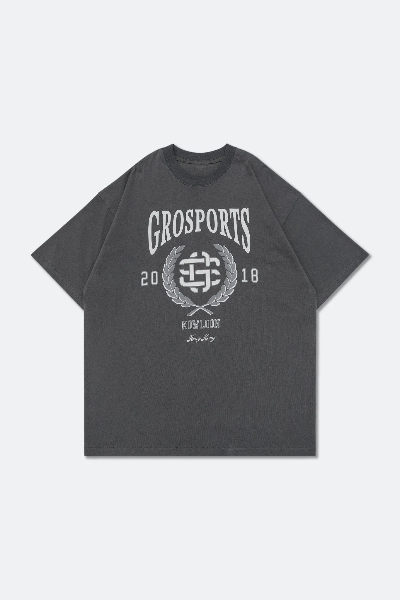 GROSPORTS BASEBALL COLLEGE T-SHIRT/ DARK GREY