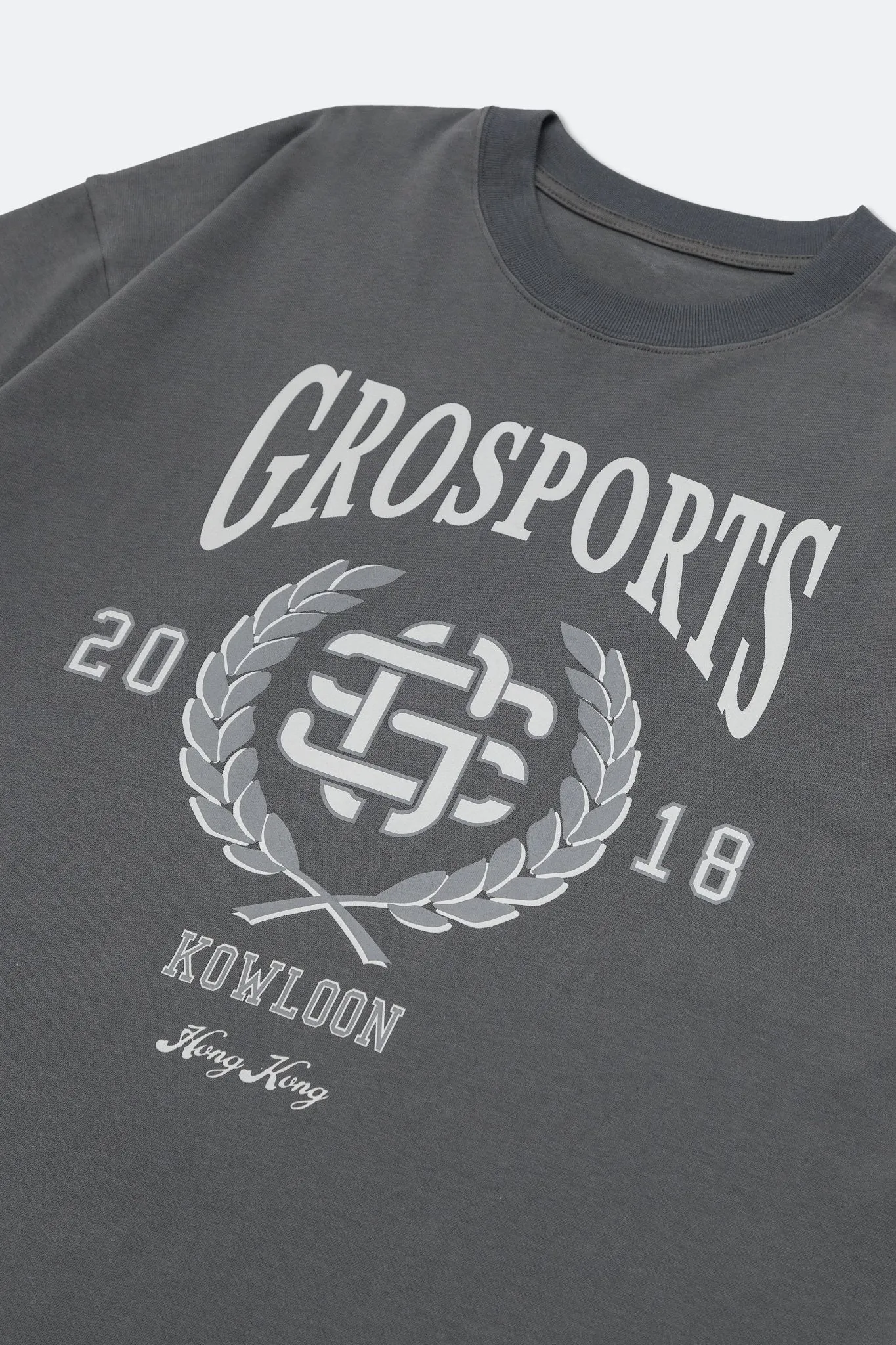 GROSPORTS BASEBALL COLLEGE T-SHIRT/ DARK GREY