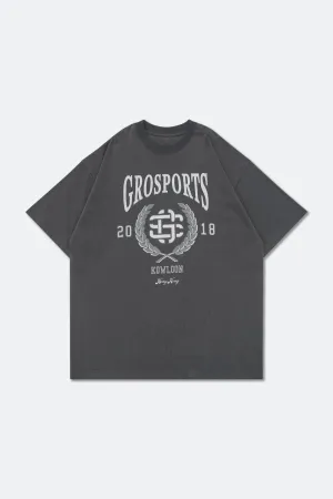 GROSPORTS BASEBALL COLLEGE T-SHIRT/ DARK GREY