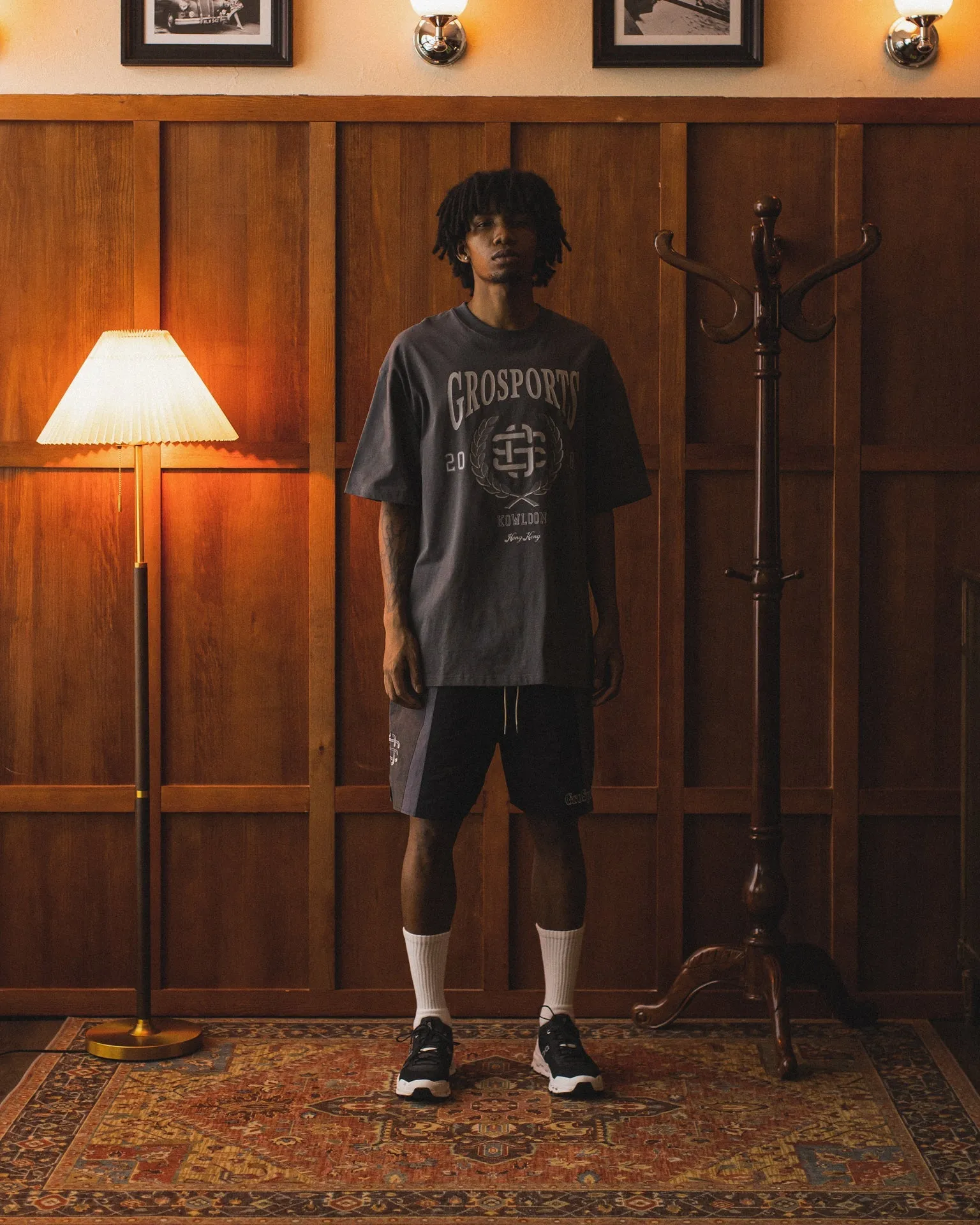 GROSPORTS BASEBALL COLLEGE T-SHIRT/ DARK GREY