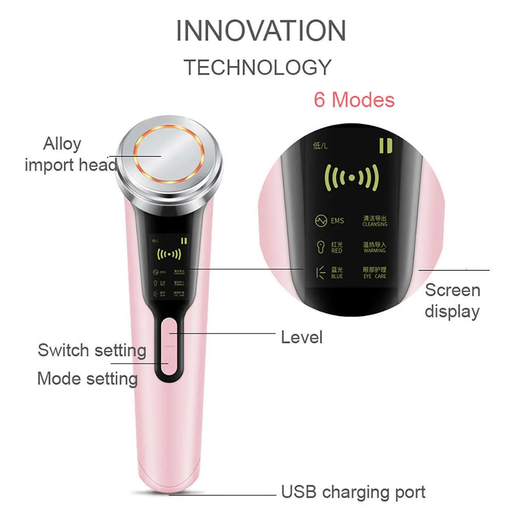HailiCare 6-in-1 Multi-Function Skin Cleansing Instrument – EMS & LED Light Skin Rejuvenation Beauty Device