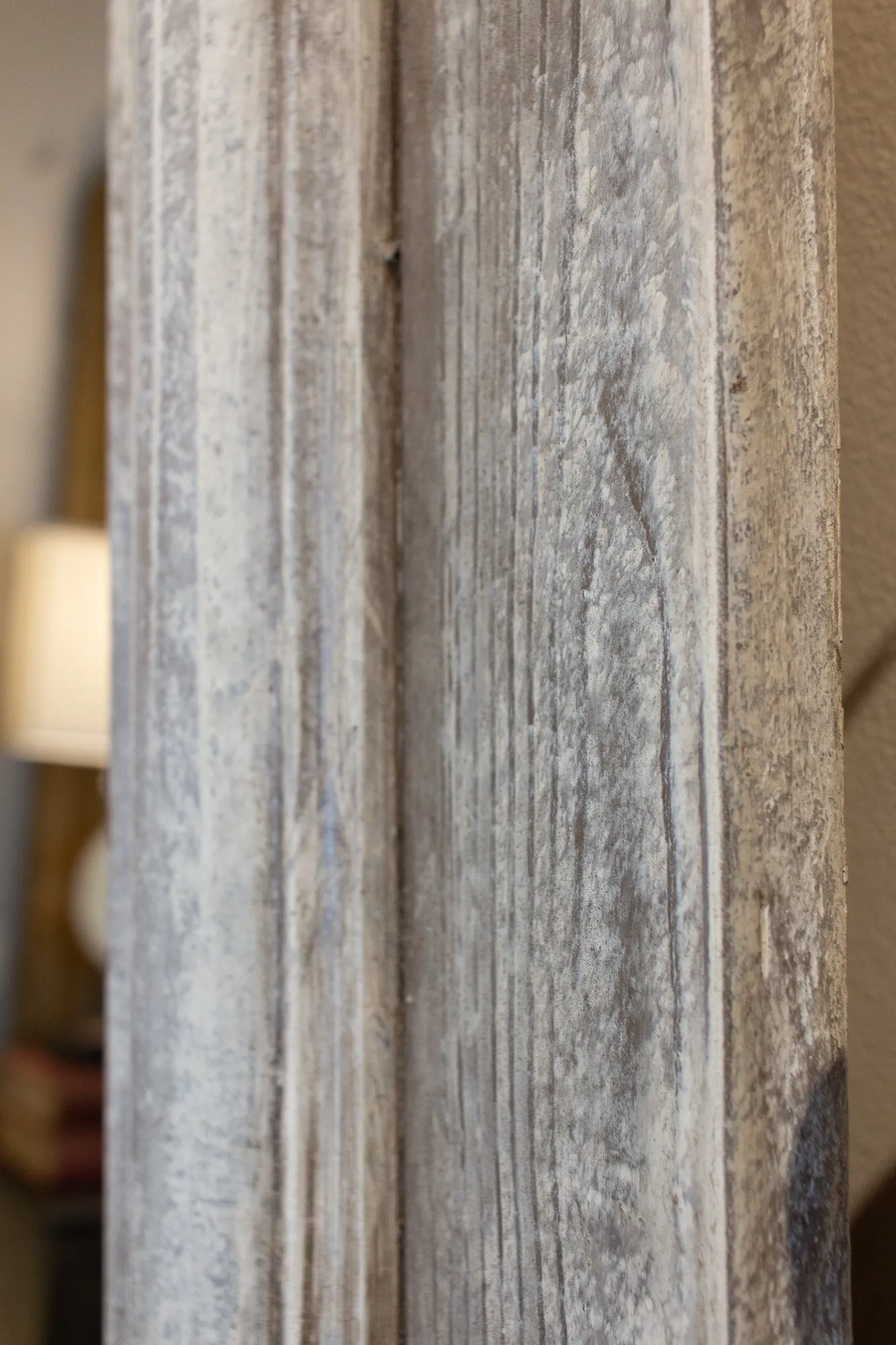 Handmade Wood Floor Mirror in Hand-painted Greige Finish