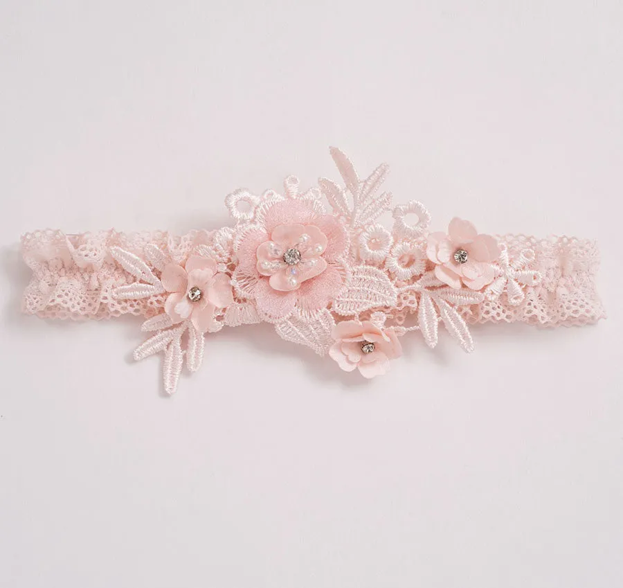 Hazel Blush Applique Bridal Garter
