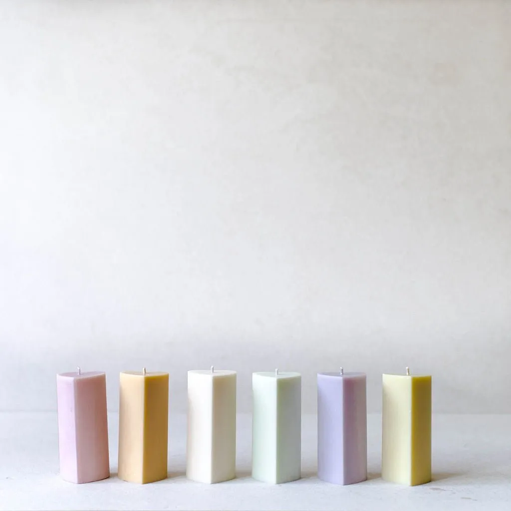 Heart Shaped Wax Pillar Candles in Pastel Colours