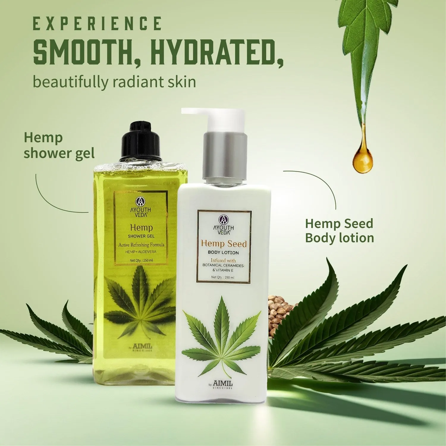 Hemp Seed Body Lotion with Botanical Ceramides &amp; Vitamin E for Deeply Hydrated Skin Net qty.- 250ml