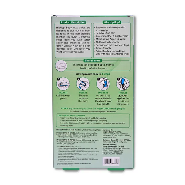 HipHop Body Wax Strips (Aloe Vera, 8 Strips)   Instant Makeup Remover Wipes (Micellar water, 30 Wipes)