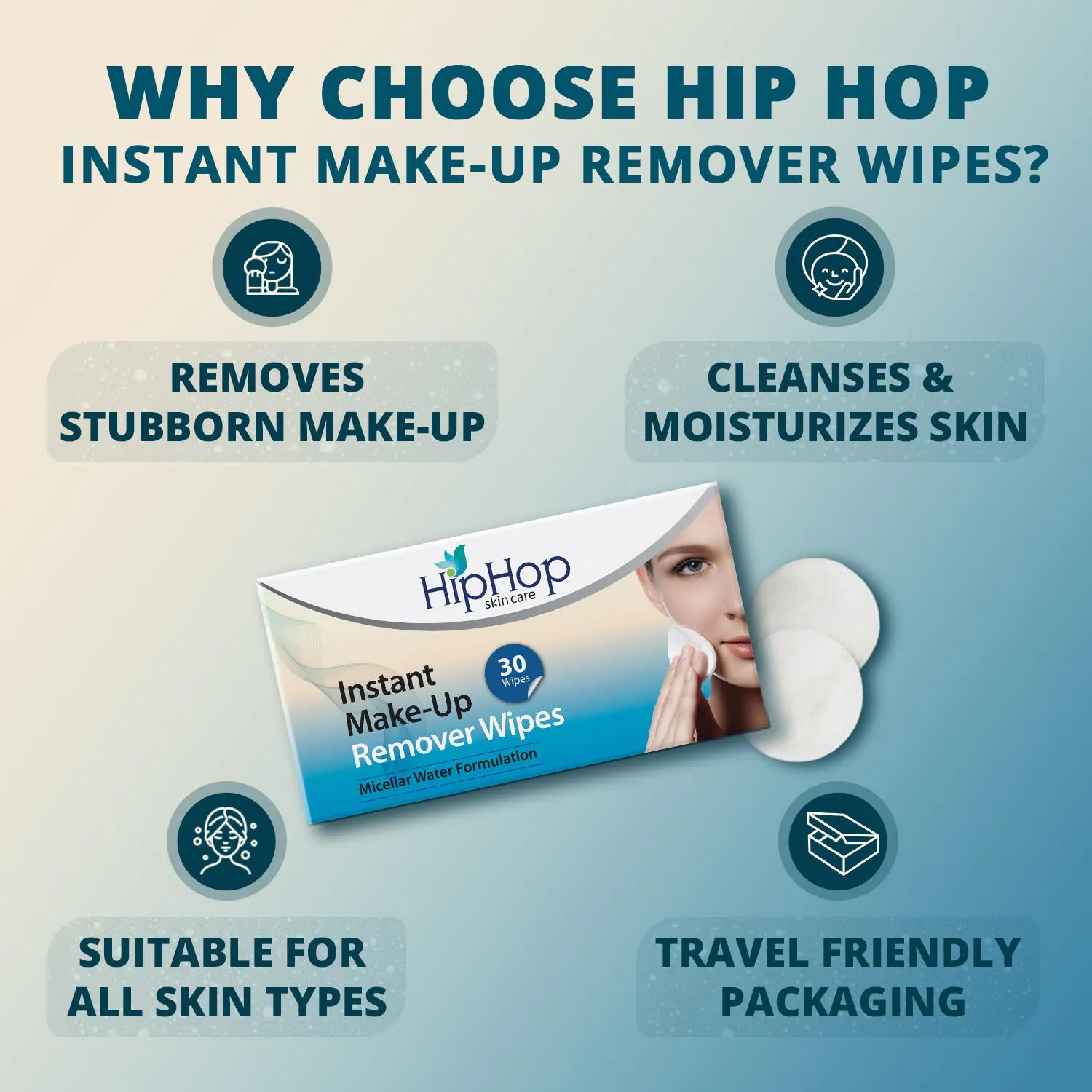 HipHop Body Wax Strips (Aloe Vera, 8 Strips)   Instant Makeup Remover Wipes (Micellar water, 30 Wipes)