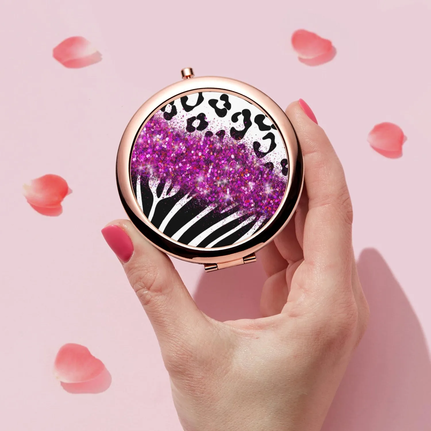 Hot Pink Glitter | Compact Mirror