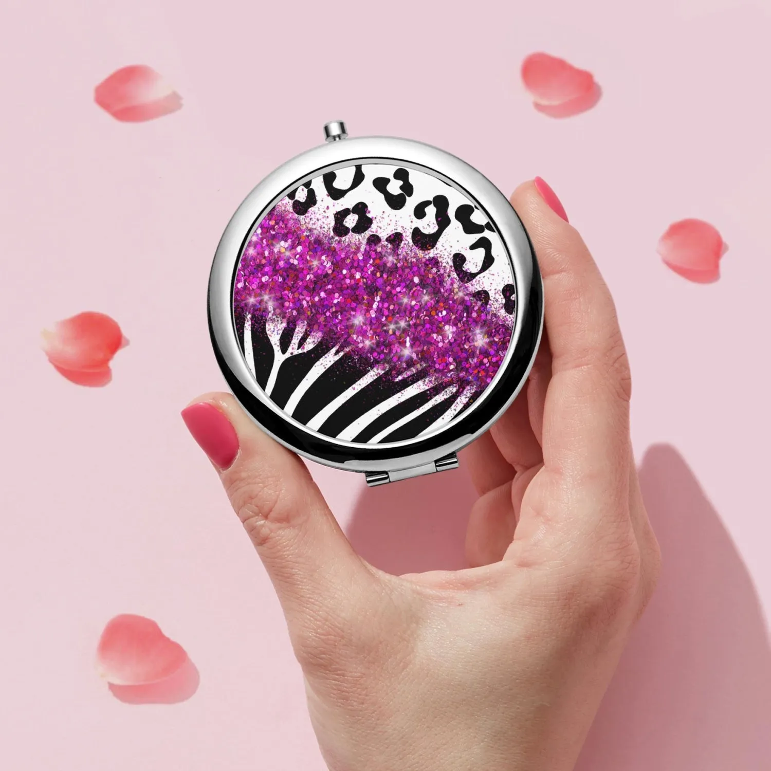 Hot Pink Glitter | Compact Mirror