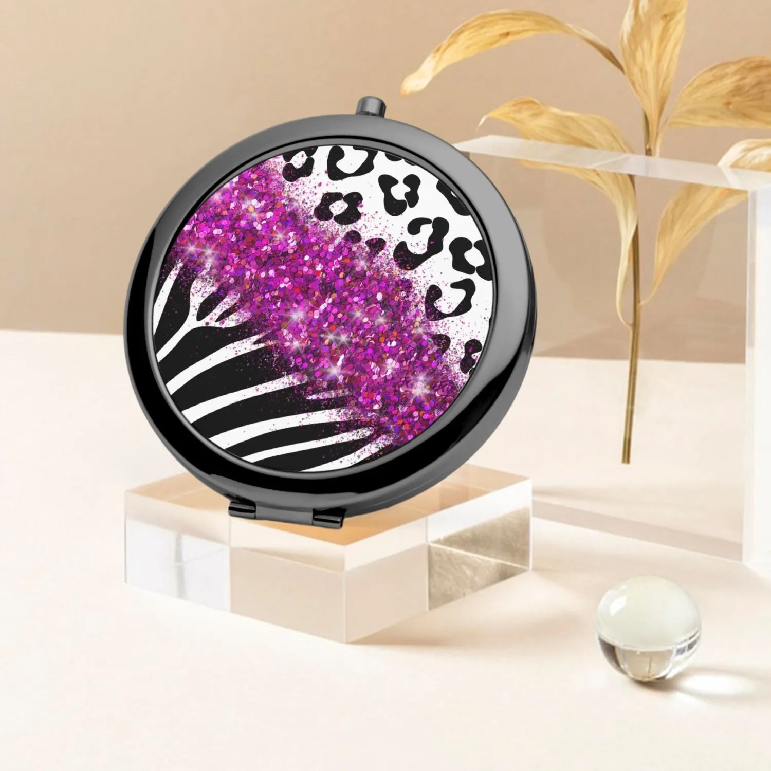 Hot Pink Glitter | Compact Mirror