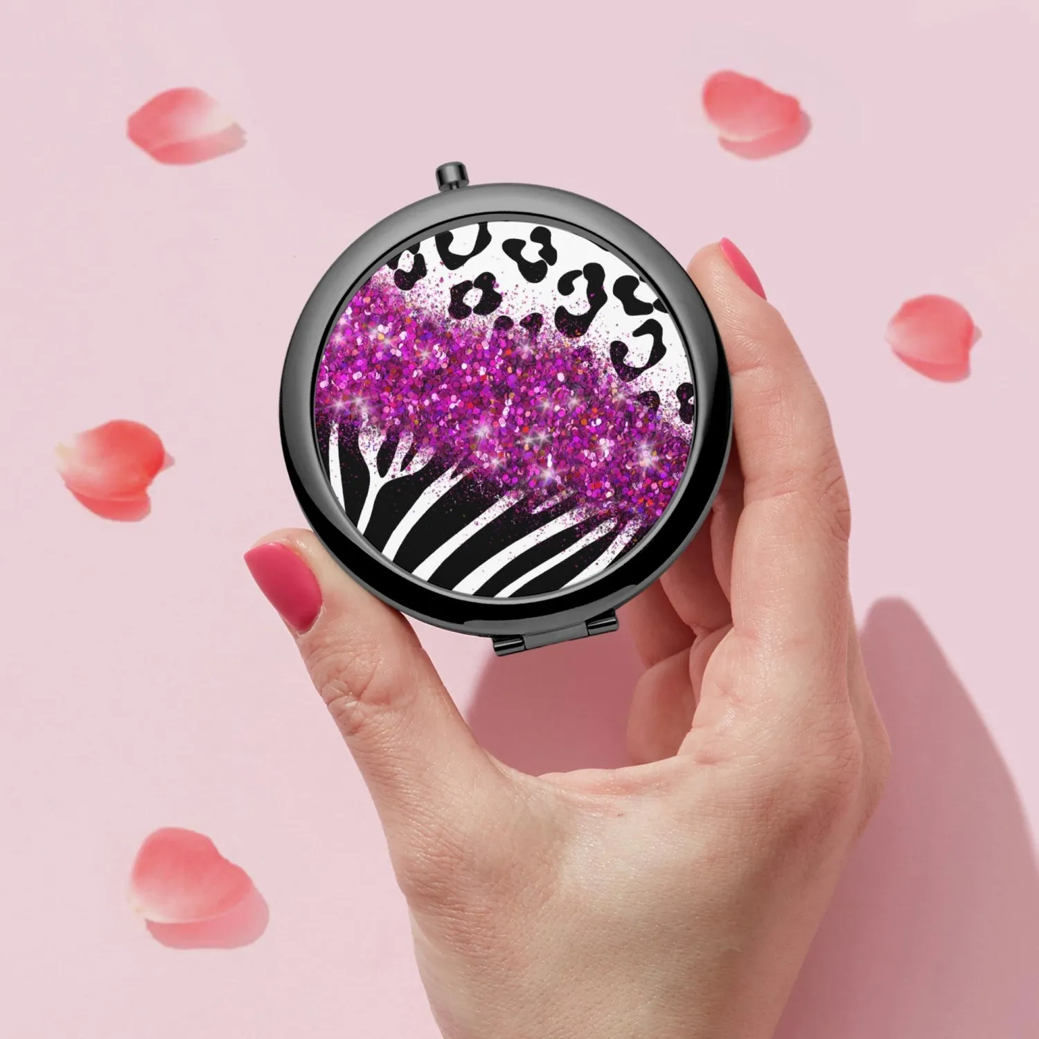 Hot Pink Glitter | Compact Mirror
