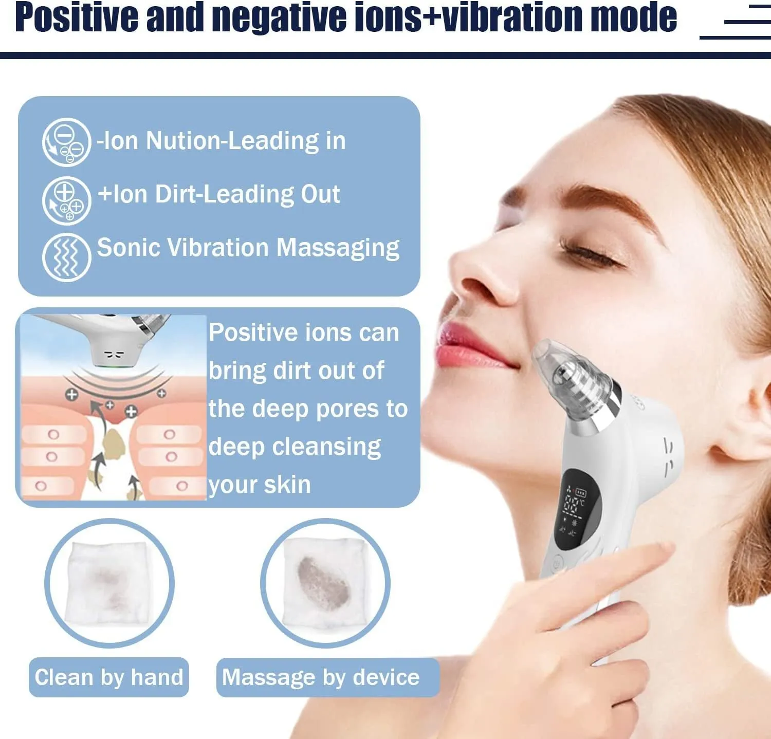 ION Skin Cleaning Beauty Instrument 5-Level Suction, USB Rechargeable, Deep Cleansing Tool, lioness-love