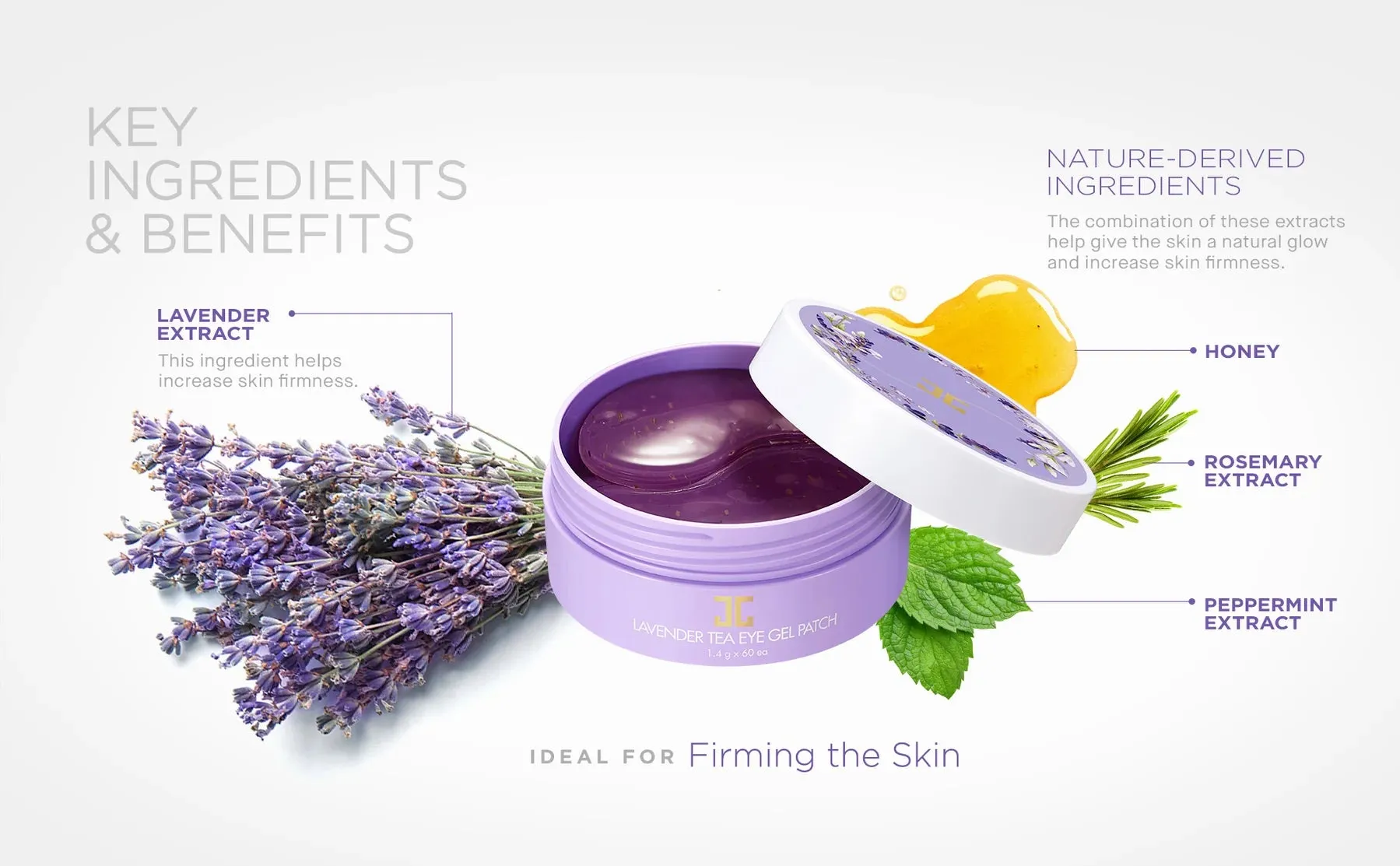 JAYJUN Cosmetic Lavender Tea Eye Gel Patch شرائح اللافندر للعين والبشرة من جيجون