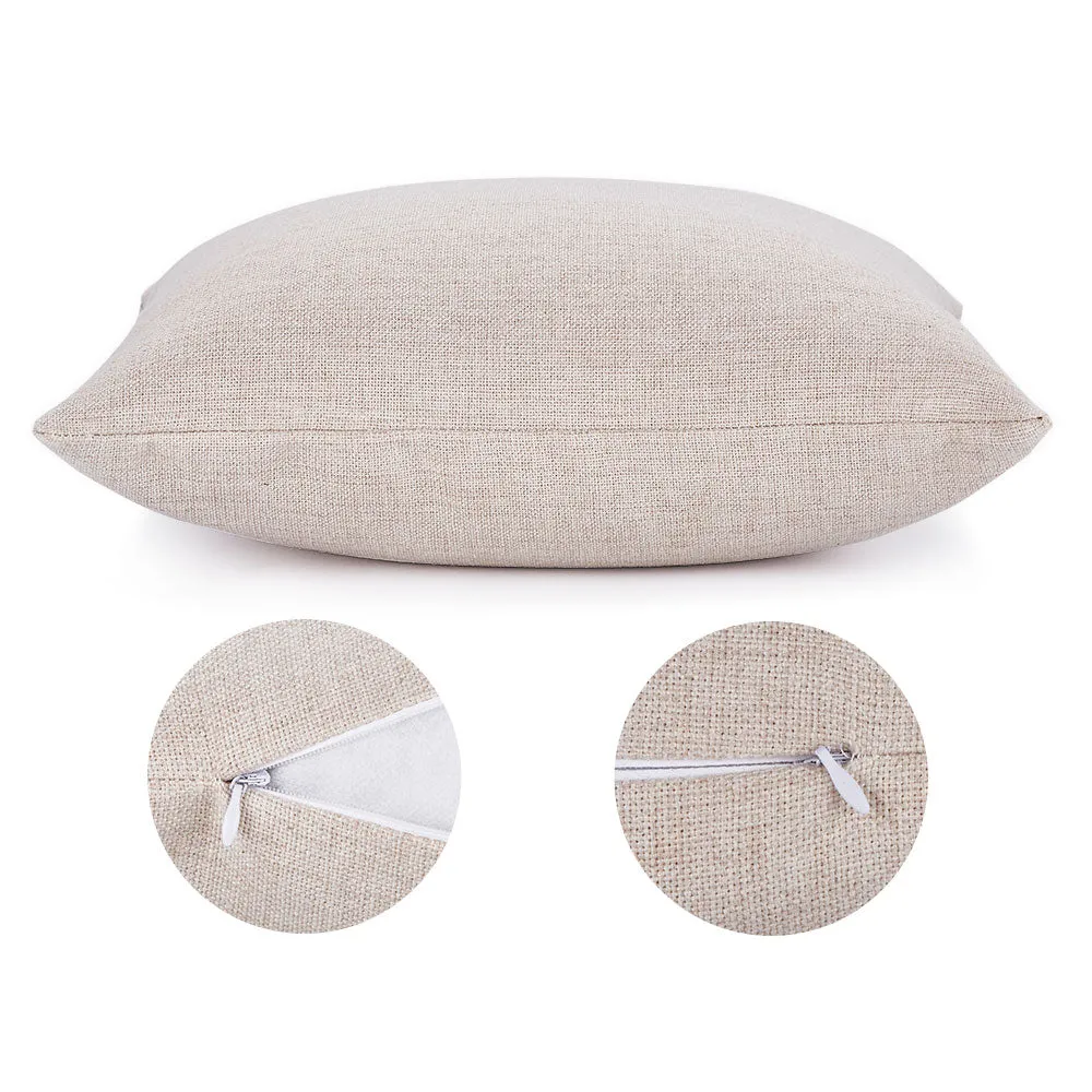 Jungle White Cotton Linen Cushion Covers in 3 Sizes (FWS)